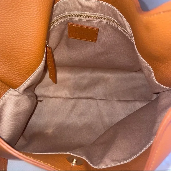 Laggo Hobo Bag Brown Tan Genuine Leather NWOT Pebbled Ruched Strap Bella